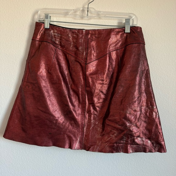 Sandro Red Metallic Sheep Leather Mini Skirt Size: 3 - Picture 11 of 14